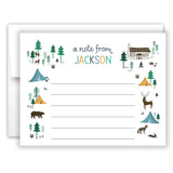 Cabin Tents Summer Camp Camping Note Cards Stationery • Fill in Blank, Lined or Blank Cards