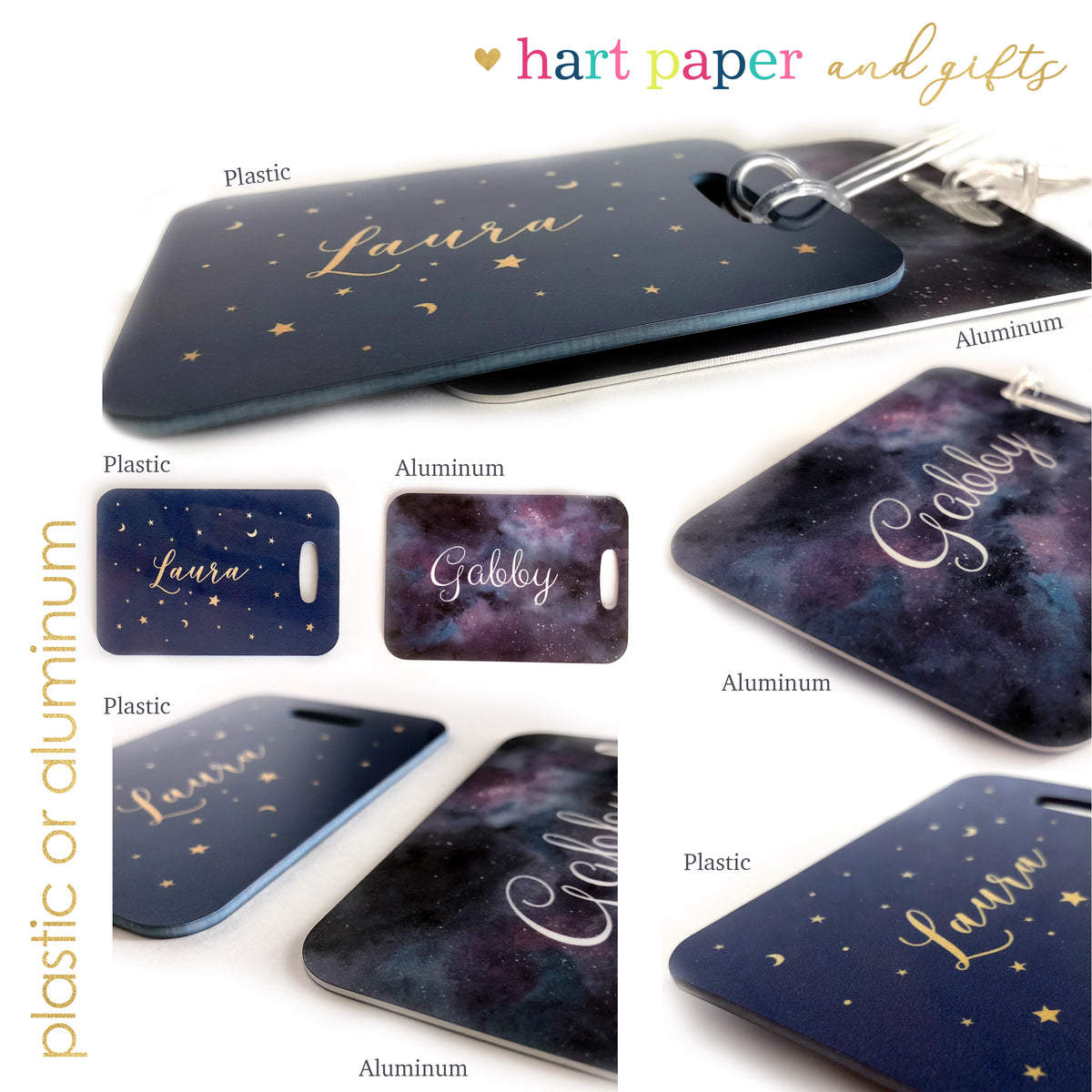 Rainbow Hearts & Stripes Luggage Bag Tag Personalized Custom - Hart Paper