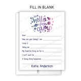 Rainbow Galaxy Hello Camp Summer Camping Note Cards Stationery • Fill in Blank, Lined or Blank Cards