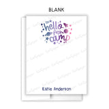 Rainbow Galaxy Hello Camp Summer Camping Note Cards Stationery • Fill in Blank, Lined or Blank Cards
