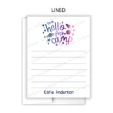 Rainbow Galaxy Hello Camp Summer Camping Note Cards Stationery • Fill in Blank, Lined or Blank Cards