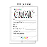 Rainbow Hello from Camp Summer Camping Note Cards Stationery • Fill in Blank, Lined or Blank Cards