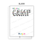 Rainbow Hello from Camp Summer Camping Note Cards Stationery • Fill in Blank, Lined or Blank Cards