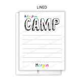 Rainbow Hello from Camp Summer Camping Note Cards Stationery • Fill in Blank, Lined or Blank Cards
