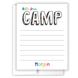 Rainbow Hello from Camp Summer Camping Note Cards Stationery • Fill in Blank, Lined or Blank Cards