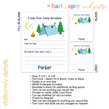 Blue Tent Summer Camp Camping Note Cards Stationery • Fill in Blank, Lined or Blank Cards