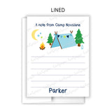 Blue Tent Summer Camp Camping Note Cards Stationery • Fill in Blank, Lined or Blank Cards