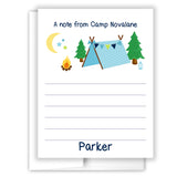 Blue Tent Summer Camp Camping Note Cards Stationery • Fill in Blank, Lined or Blank Cards