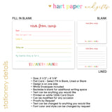 Rainbow News from Camp Summer Camping Note Cards Stationery • Fill in Blank, Lined or Blank Cards