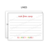 Rainbow News from Camp Summer Camping Note Cards Stationery • Fill in Blank, Lined or Blank Cards