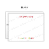 Rainbow News from Camp Summer Camping Note Cards Stationery • Fill in Blank, Lined or Blank Cards