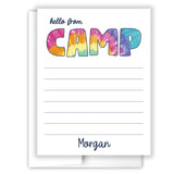 Rainbow Tie Dye Summer Camp Camping Note Cards Stationery • Fill in Blank, Lined or Blank Cards