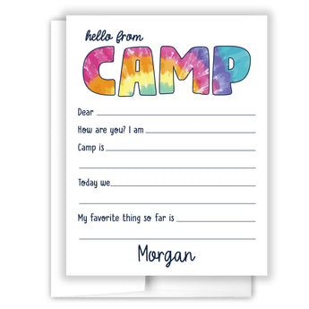 Rainbow Tie Dye Summer Camp Camping Note Cards Stationery • Fill in Blank, Lined or Blank Cards