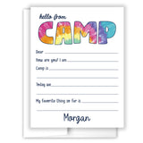 Rainbow Tie Dye Summer Camp Camping Note Cards Stationery • Fill in Blank, Lined or Blank Cards