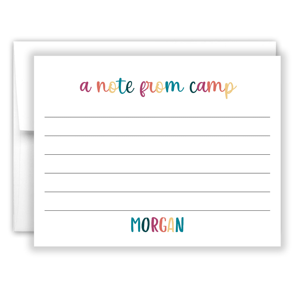Rainbow A note from Camp Summer Camping Note Cards Stationery • Fill in Blank, Lined or Blank Cards