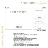 Rainbow A note from Camp Summer Camping Note Cards Stationery • Fill in Blank, Lined or Blank Cards