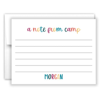 Rainbow A note from Camp Summer Camping Note Cards Stationery • Fill in Blank, Lined or Blank Cards