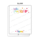 Rainbow Hello from Camp Summer Camping Note Cards Stationery • Fill in Blank, Lined or Blank Cards