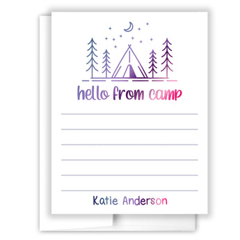 Rainbow Tent Summer Camp Camping Note Cards Stationery • Fill in Blank, Lined or Blank Cards