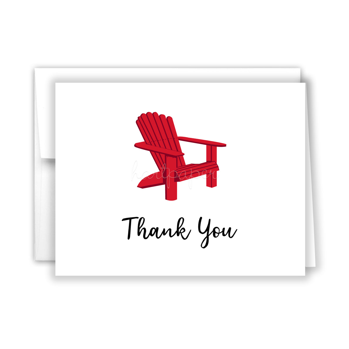 Red Adirondack Chair Thank You Cards • Folded Flat Card Notecard Stationery