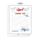 Airplane Thank You Note Card Stationery • Fill in Blank, Lined or Blank Cards