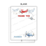 Airplane Thank You Note Card Stationery • Fill in Blank, Lined or Blank Cards