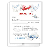 Airplane Thank You Note Card Stationery • Fill in Blank, Lined or Blank Cards
