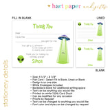 Alien Space Thank You Note Card Stationery • Fill in Blank, Lined or Blank Cards
