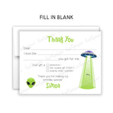 Alien Space Thank You Note Card Stationery • Fill in Blank, Lined or Blank Cards