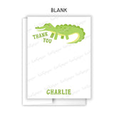Alligator Thank You Note Card Stationery • Fill in Blank, Lined or Blank Cards