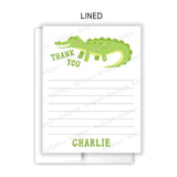 Alligator Thank You Note Card Stationery • Fill in Blank, Lined or Blank Cards