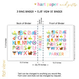 Alphabet Animals Personalized 2" 3 Ring Binder