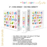 Alphabet Animals Personalized 2" 3 Ring Binder