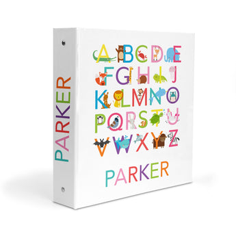 Alphabet Animals Personalized 2" 3 Ring Binder