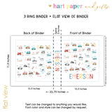 Alphabet Cars Trucks Personalized 2" 3 Ring Binder