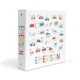 Alphabet Cars Trucks Personalized 2" 3 Ring Binder