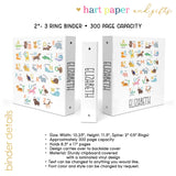 Alphabet Animals Personalized 2" 3 Ring Binder