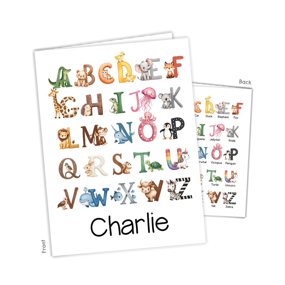 Alphabet Animals Personalized Custom 2-Pocket Folder • School Office Supplies