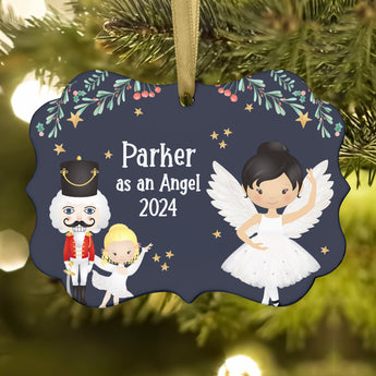 Angel Cherub Wings • Nutcracker Christmas Ornament Personalized Custom Holiday Decor Gift Boy Girl Ballerina Ballet