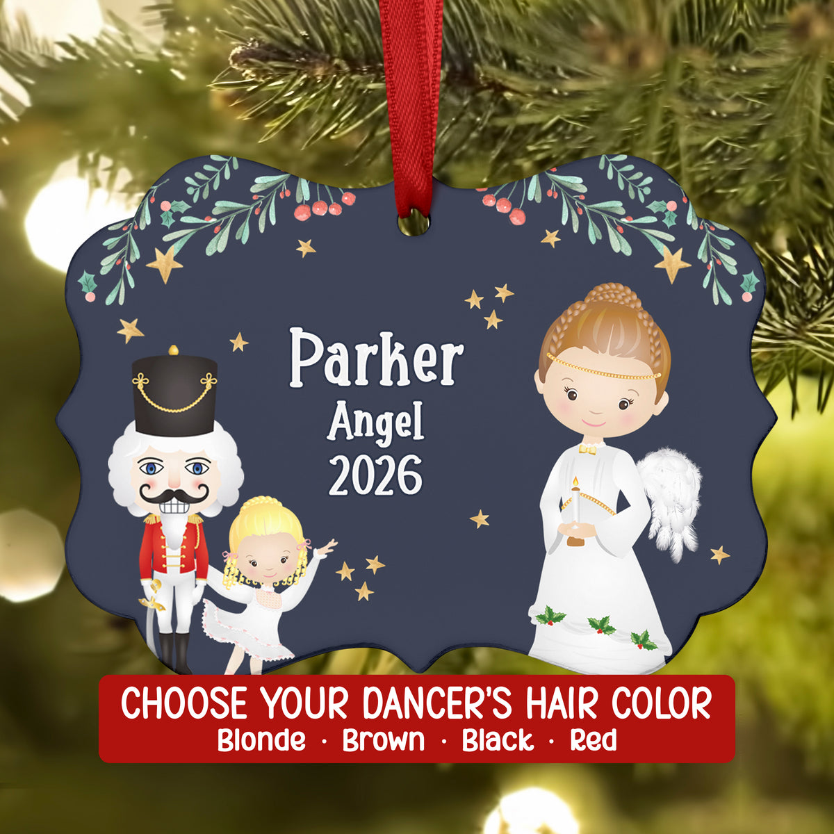 Angel Cherub Wings • Nutcracker Christmas Ornament Personalized Custom Holiday Decor Gift Boy Girl Ballerina Ballet