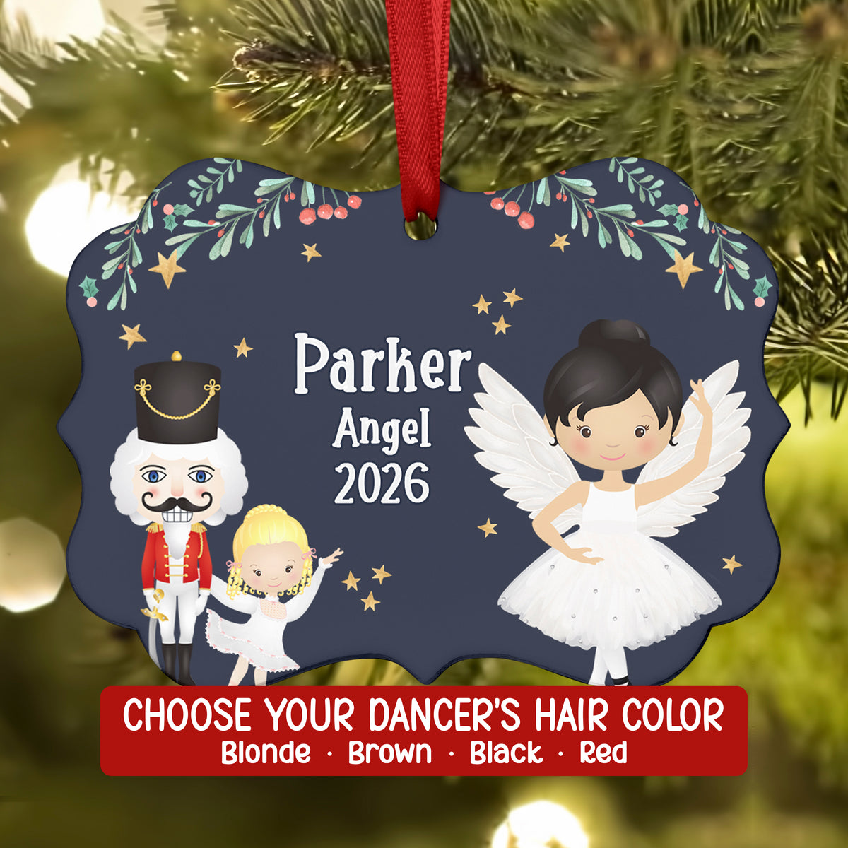 Angel Cherub Wings • Nutcracker Christmas Ornament Personalized Custom Holiday Decor Gift Boy Girl Ballerina Ballet