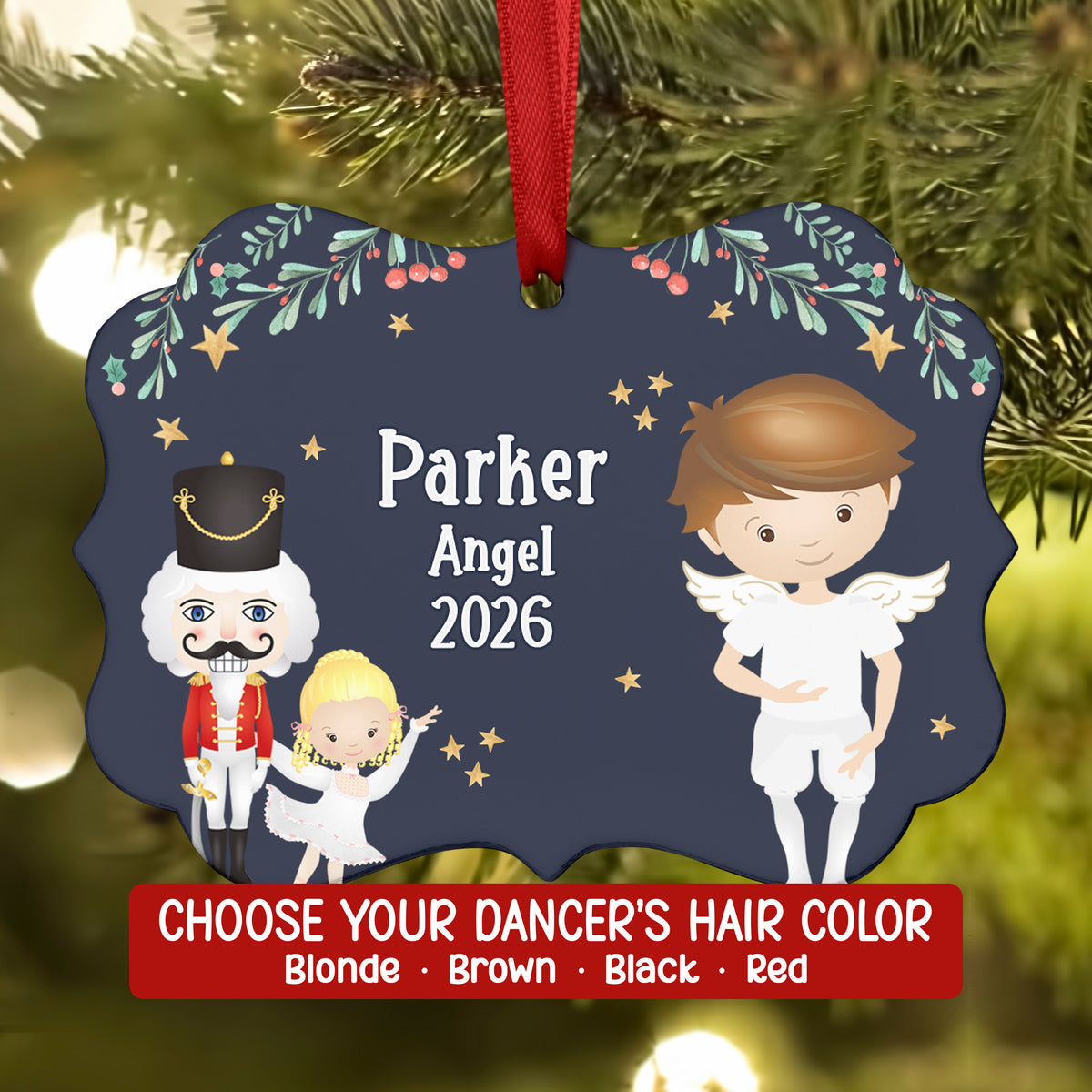 Angel Cherub Wings • Nutcracker Christmas Ornament Personalized Custom Holiday Decor Gift Boy Girl Ballerina Ballet