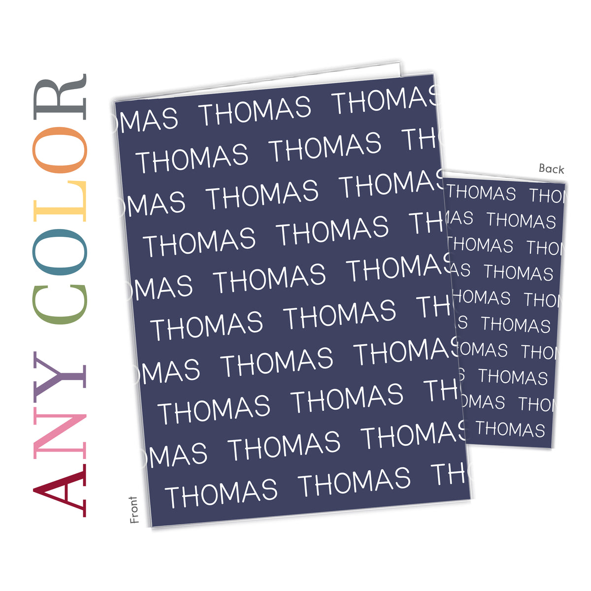 ANY COLOR Repeat Name Personalized Custom 2-Pocket Folder • School Office Supplies