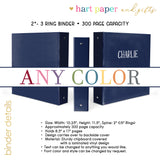 ANY Solid Color Personalized 2" 3 Ring Binder