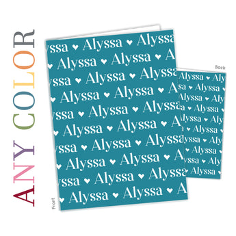 ANY COLOR Repeat Name Personalized 2-Pocket Folder