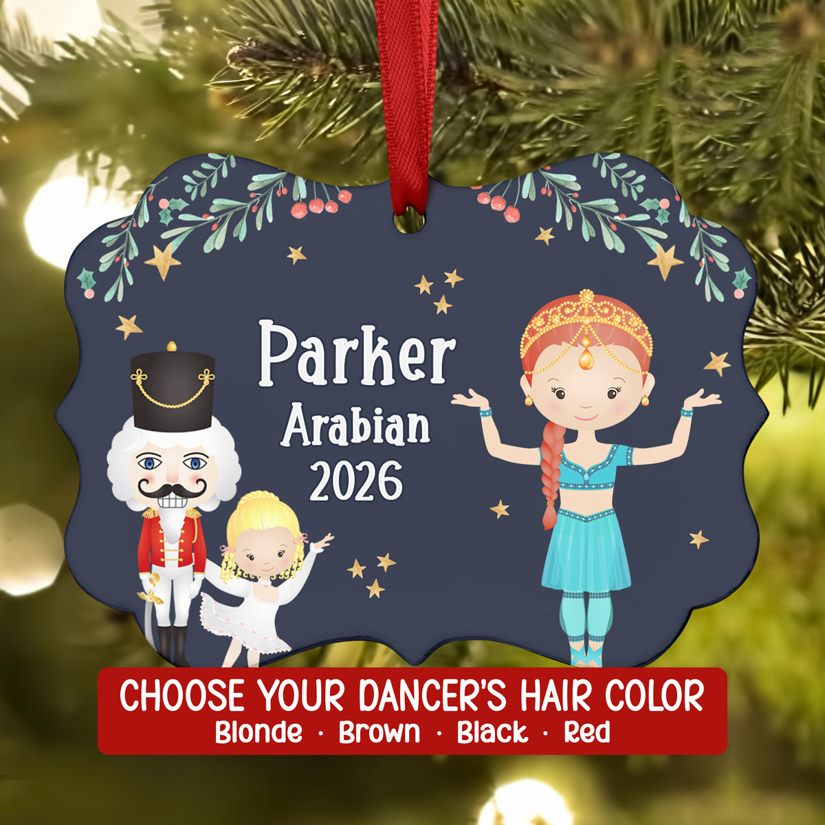 Arabian Lead Dancer Queen Corp Teal Blue • Nutcracker Christmas Ornament Personalized Custom Holiday Decor Gift Boy Girl Ballerina Ballet