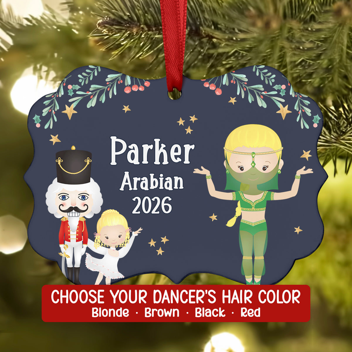 Arabian Lead Dancer Queen Corp Green • Nutcracker Christmas Ornament Personalized Custom Holiday Decor Gift Boy Girl Ballerina Ballet