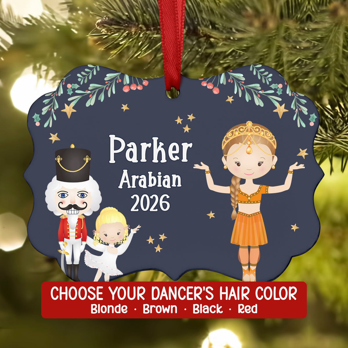 Arabian Lead Dancer Queen Corp Orange • Nutcracker Christmas Ornament Personalized Custom Holiday Decor Gift Boy Girl Ballerina Ballet