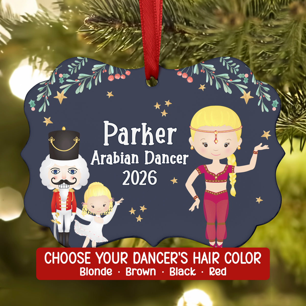 Arabian Lead Dancer Queen Corp • Nutcracker Christmas Ornament Personalized Custom Holiday Decor Gift Boy Girl Ballerina Ballet