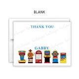 Arcade Thank You Note Card Stationery • Fill in Blank, Lined or Blank Cards